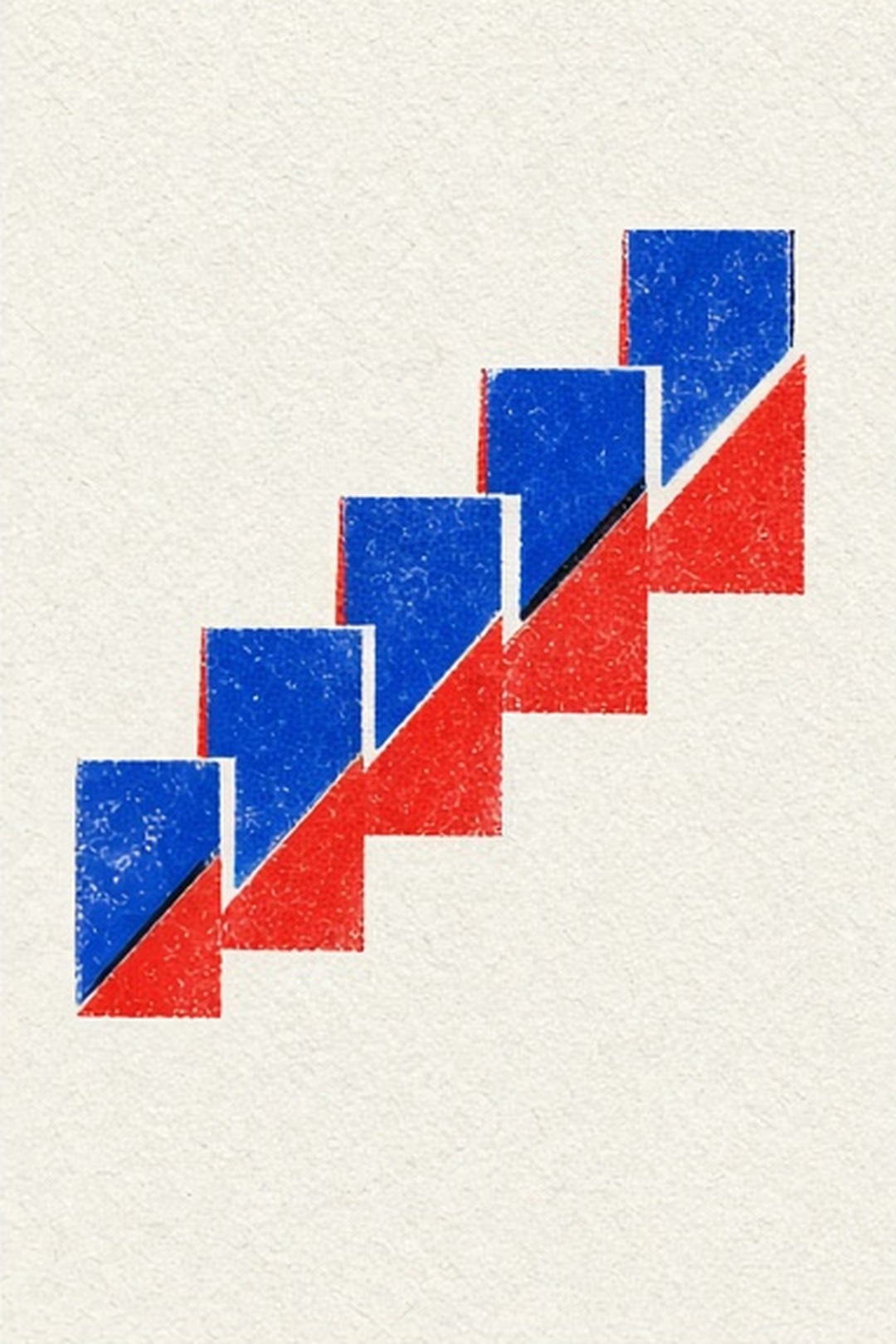 Original bold two-ink risograph music prints on fibrous paper, with misregistration, cobalt, fluorescent orange, plum, pale lemon, and black illustration for Dynamic Shape